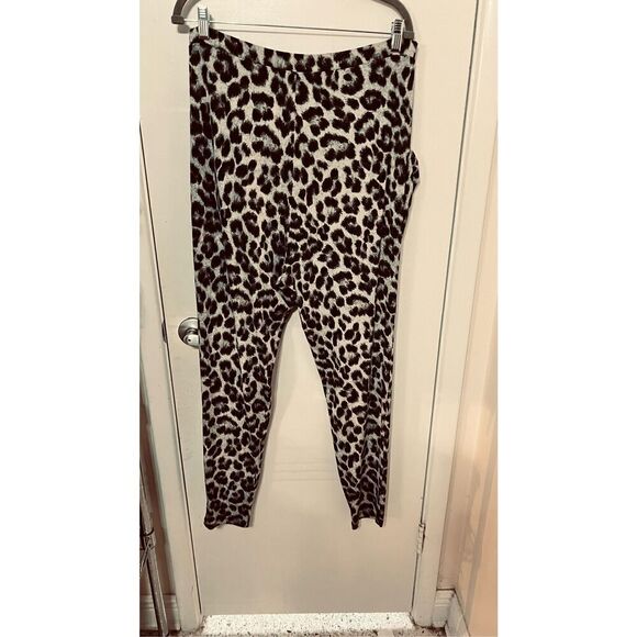 Michael Kors Black Gray Leopard Print Polyester Harem Pants Size M - Picture 9 of 9
